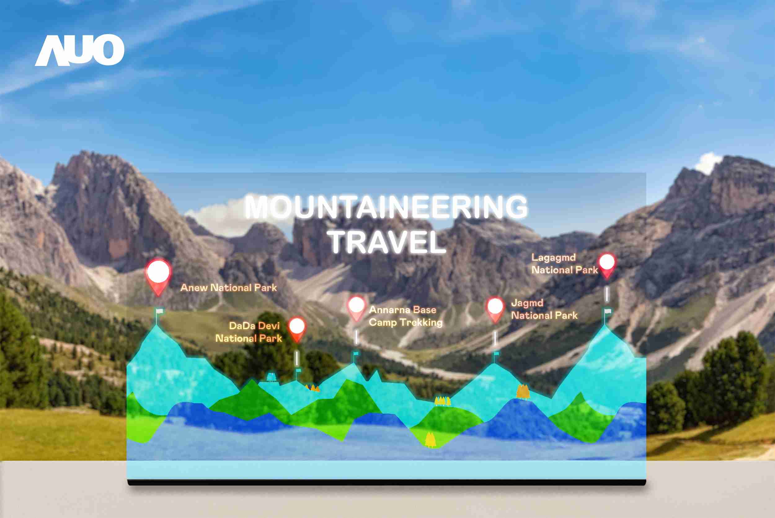 PG国际展示全球单片尺寸最大(*)42吋透明Micro LED显示器拼接而成的〝64吋透明Micro LED显示器〞，，，具备高透明度、、、、1,000 nits高亮度、、、、广色域、、采用三边无边框的无缝拼接等多重特色，，呈现超高清、、细腻画质而不遮挡后方视觉，，满足层峰需求，，，，可广泛运用于零售、、、艺术展览或商业空间等场域